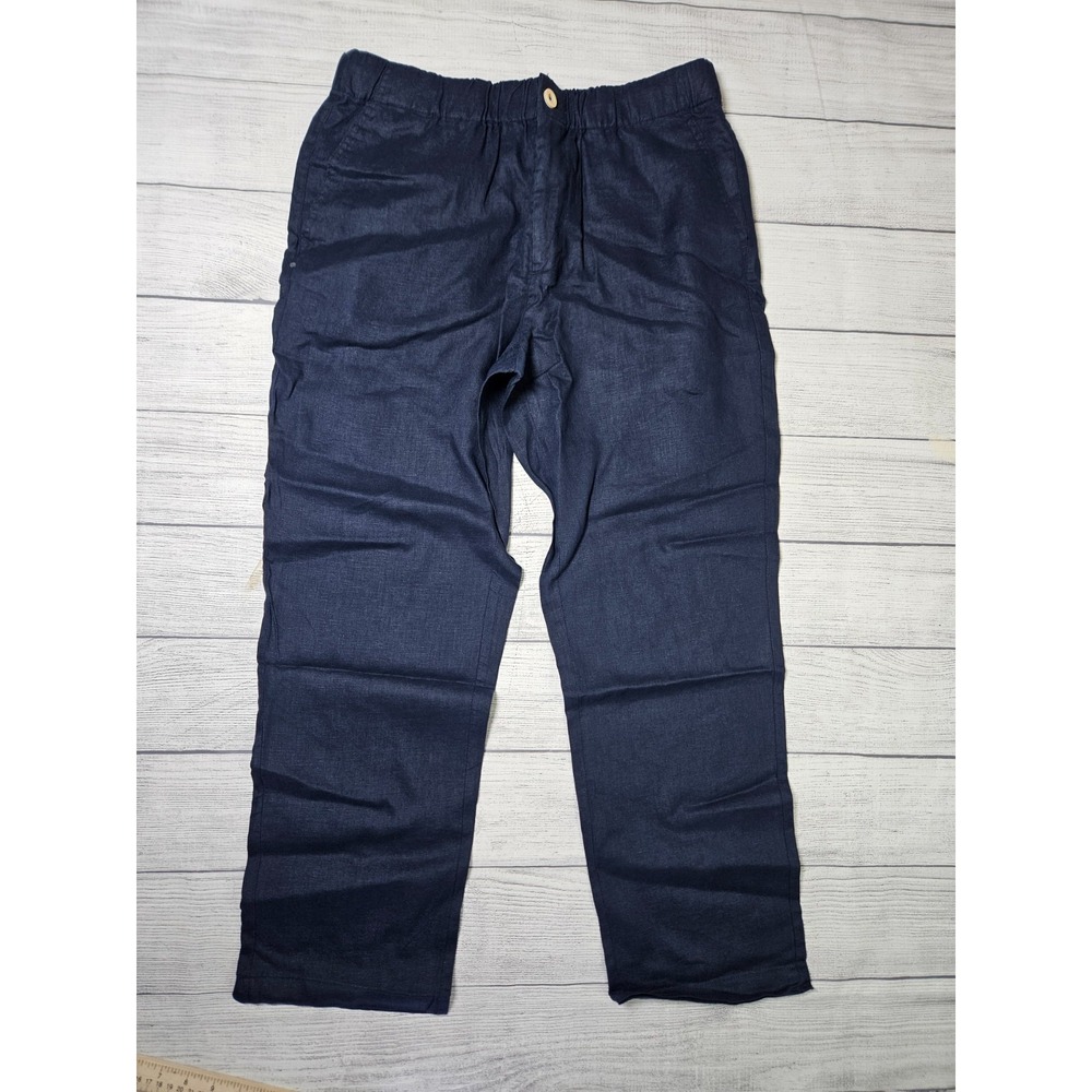 NWT Quince Pants Womens Medium Blue 100% European Linen Pants Basic Capsule